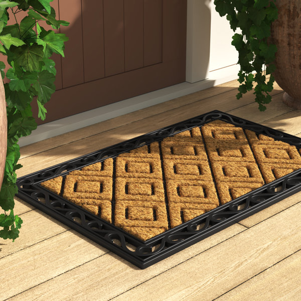 Lark Manor Altarik Diamond Rubber Coir 36 in. x 24 in. NonSlip Outdoor